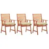 Image de vidaXL Chaises à manger d'extérieur avec coussins - Crème - Lot de 3
