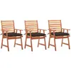 Image de vidaXL Chaises à manger - Lot de 3 avec coussins - Acacia