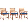 Image de vidaXL Chaises à manger d'extérieur avec coussins bleu royal - Lot de 3