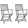Image de vidaXL Chaises pliables d'extérieur lot de 2 et coussins Bois d'acacia