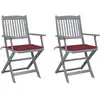 Image de vidaXL Chaises pliables d'extérieur lot de 2 et coussins Bois d'acacia