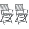 Image de vidaXL Chaises pliables Acacia Coussins