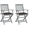 Image de vidaXL Chaises pliables d'extérieur avec coussins taupe - Lot de 2
