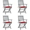 Image de vidaXL Chaises pliables d'extérieur lot de 4 et coussins Bois d'acacia