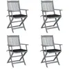 Image de vidaXL Chaises pliables jardin - Lot de 4 - Acacia massif Noir