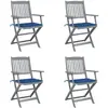 Image de vidaXL Chaises pliables d'extérieur lot de 4 et coussins Bois d'acacia