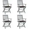 Image de vidaXL Chaises pliables d'extérieur lot de 4 avec coussins