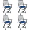 Image de vidaXL Chaises pliables d'extérieur lot de 4 et coussins Bois d'acacia