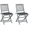 Image de vidaXL Chaises pliables d'extérieur - Bois d'acacia - Coussins anthracite