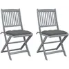 Image de vidaXL Chaises pliables d'extérieur lot de 2 et coussins - Bois d'acacia
