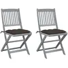 Image de vidaXL Chaises pliables avec coussins lot de 2 - Taupe