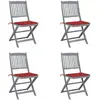 Image de vidaXL Chaises pliables d'extérieur lot de 4 et coussins Bois d'acacia