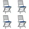 Image de vidaXL Chaises pliables d'extérieur lot de 4 et coussins Bois d'acacia