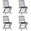 Image de vidaXL Chaises pliables d'extérieur avec coussins - Lot de 4