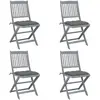 Image de vidaXL Chaises pliables extérieures - Lot de 4 - Acacia massif Gris