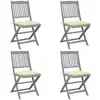 Image de vidaXL Chaises pliables d'extérieur avec coussins blancs