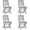 Image de vidaXL Chaises pliables d'extérieur lot de 4 et coussins Bois d'acacia