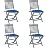 Image de vidaXL Chaises pliables d'extérieur lot de 4 et coussins Bois d'acacia