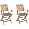 Image de vidaXL Chaises pliables de jardin lot de 2 avec coussins