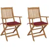Image de vidaXL Chaises pliables de jardin lot de 2 avec coussins Bois d'acacia