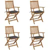 Image de vidaXL Chaises pliables de jardin avec coussins anthracite - Lot de 4