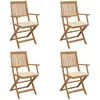 Image de vidaXL Chaises pliables de jardin avec coussins - Lot de 4