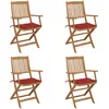 Image de vidaXL Chaises pliantes 4 pièces avec coussins en bois d'acacia massif