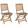 Image de vidaXL Lot de 2 chaises pliables de jardin avec coussins bois d'acacia