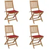 Image de vidaXL Chaises pliables de jardin lot de 4 avec coussins Bois d'acacia