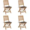 Image de vidaXL Chaises pliables - Taupe Bois Acacia
