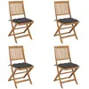 Image de vidaXL Chaises pliables avec coussins - Anthracite - Lot de 4