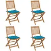 Image de vidaXL Chaises pliables avec coussins - Lot de 4 - Bois d'acacia