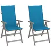 Image de vidaXL Chaises inclinables de jardin avec coussins - Lot de 2