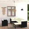 Image de vidaXL Salon de jardin 7 pcs Résine tressée Noir