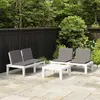 Image de vidaXL Salon de jardin 3 pcs avec coussins - Plastique Blanc