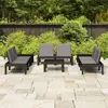 Image de vidaXL Salon de jardin 6 pcs avec coussins plastique gris