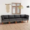 Image de vidaXL Canapé de jardin à 4 places avec coussins - Gris Résine tressée