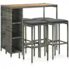 Image de vidaXL Ensemble de bar jardin 5 pcs - Résine tressée Gris