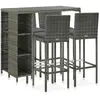 Image de Ensemble de bar de jardin 5 pcs - Résine tressée grise