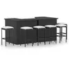 Image de vidaXL Ensemble de bar de jardin 8 pcs et coussins - Résine tressée Noir