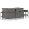 Image de Ensemble de bar de jardin 8 pcs et coussins Résine tressée gris vidaXL