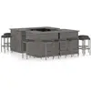 Image de vidaXL Meuble de bar 16 pcs Gris Résine tressée