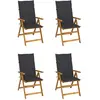 Image de vidaXL Chaises inclinables - Ensemble de 4 - Anthracite et Bois d'acacia