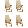 Image de Vidaxl Acacia Chaises de jardin - Lot de 4 - Beige