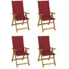 Image de vidaXL Chaises inclinables de jardin (4 pcs) - Coussins rouges
