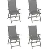 Image de VidaXL Chaises inclinables de jardin - Lot de 4 - Gris