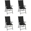 Image de vidaXL Chaises inclinables de jardin lot de 4 avec coussins gris