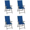 Image de vidaXL Chaises inclinables de jardin avec coussins - Acacia - Bleu royal - Lot de 4