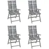 Image de vidaXL Chaises inclinables avec coussins - Lot de 4 - Bois acacia