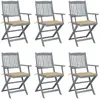 Image de vidaXL Chaises pliables d'extérieur lot de 6 et coussins Bois d'acacia